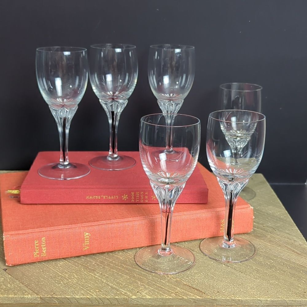Belfor exquisite black stem liquor shot glass set of 6